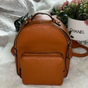 Women’s Classy Carmel Brown Backpack Purse  Small Travel Bag ~